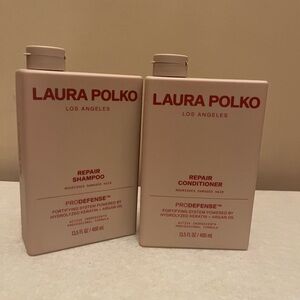 New Laura polko repair shampoo and conditioner repairs damaged hair.